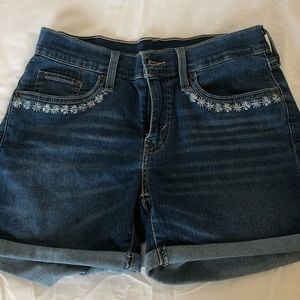 Levi’s denim shorts with flower embroidery